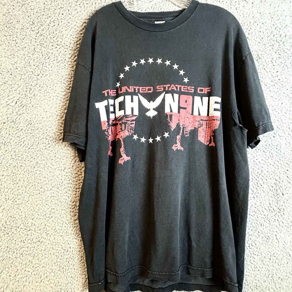 Vintage Tech N9ne Strange Music Rap T-shirt Size XL  Hip Hop Music Distressed